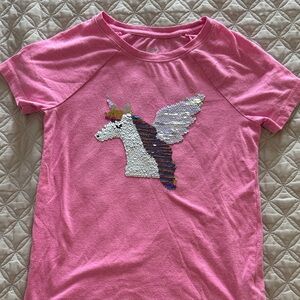Cat & Jack Pink Short-Sleeve Tee with Sequin Unicorn